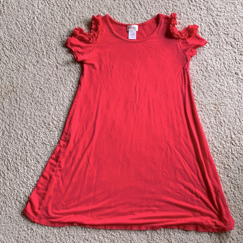 Coral cold shoulder tshirt dress